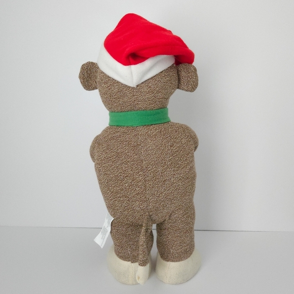 NWOT Gemmy 20" Sock Monkey Christmas Santa Claus Standing Plush Entry Decor - Picture 2 of 6